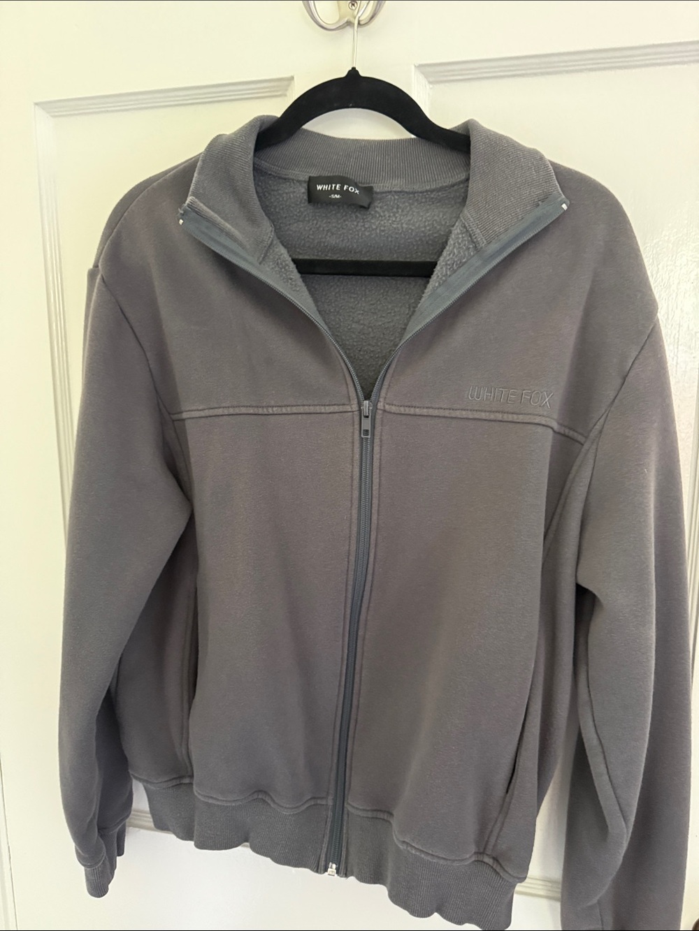 White Fox Boutique Gray Zip-Up Fleece Sweater
